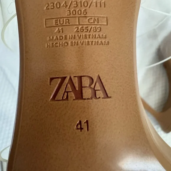 Zara New without tag Tan Clear Strap Ring Detail Heels - Picture 6 of 7